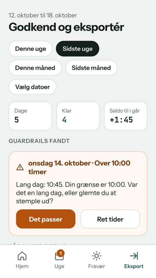 Godkend og eksportér til Excel eller Word
